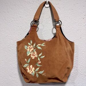 Jen Aprile Suede Hand Painted Heel Fashion Handbag Purse  Shoulder